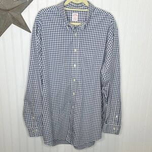 Brooks Brothers Navy and White Gingham Shirt Size XL